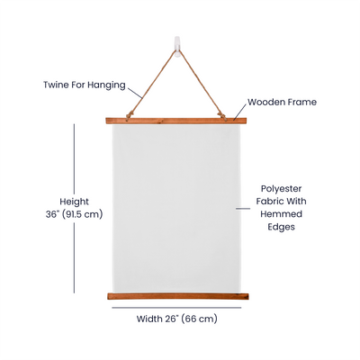 Wood-framed wall hanging for dorms, offices, or bedrooms