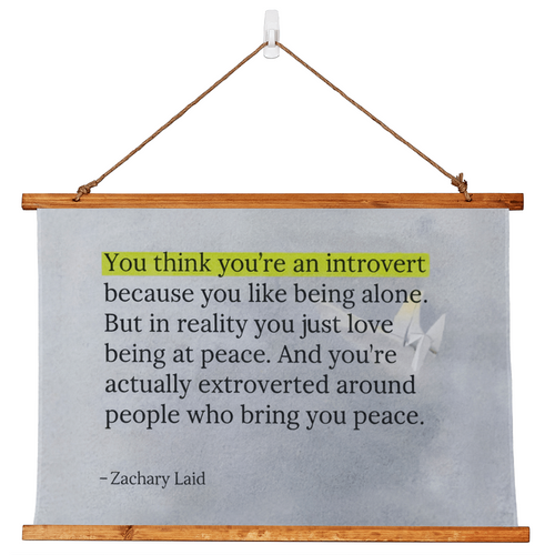 “Introvert at Peace” minimalist wood framed wall tapestry for calm souls