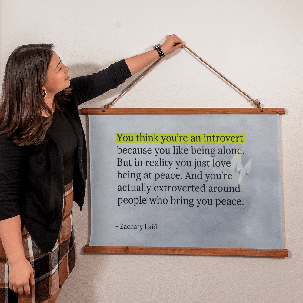 Inspirational quote tapestry celebrating solitude and self connection