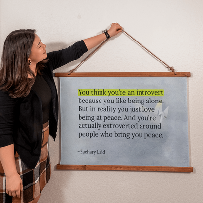 Inspirational quote tapestry celebrating solitude and self connection