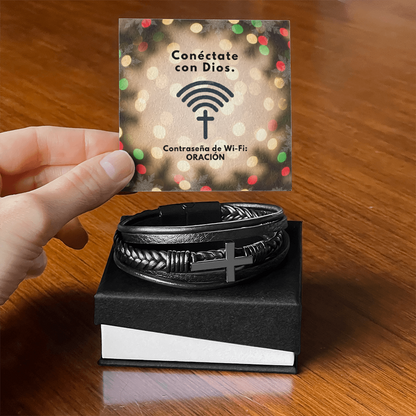 Connect to God – “Conéctate con Dios. Contraseña de Wi-Fi: ORACIÓN.” Faith Bracelet Gift for Him