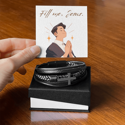 Men's Cross Bracelet – “Fill Me, Jesus” | Christian Men's Jewelry, Faith & Spiritual Strength Bracelet