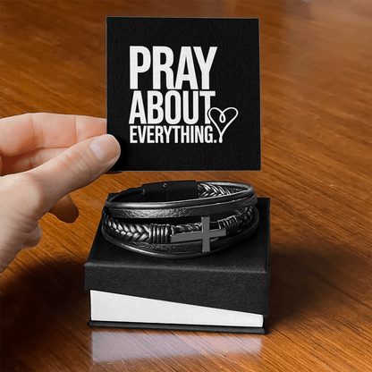 “Pray About Everything” Men's Cross Bracelet – Strength in Faith, Power in Prayer