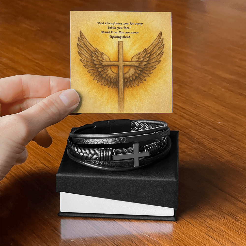 Stand Firm: Men’s Cross Bracelet – God Strengthens You for Every Battle