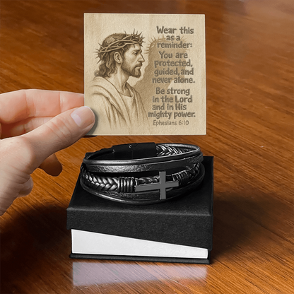 Faith & Strength Cross Bracelet – “You Are Never Alone” (Ephesians 6:10)