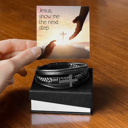 Men's Cross Bracelet – “Jesus, Show Me the Next Step” | Christian Men's Jewelry, Faith & Guidance Bracelet