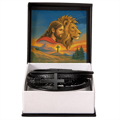 Faith & Strength Cross Bracelet for Men – “God Is Your Shield in Every Season”