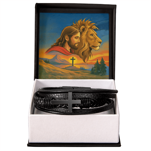 Faith & Strength Cross Bracelet for Men – “God Is Your Shield in Every Season”