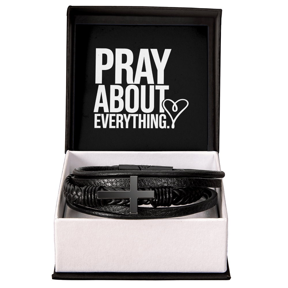 “Pray About Everything” Men's Cross Bracelet – Strength in Faith, Power in Prayer