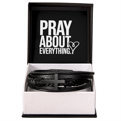 “Pray About Everything” Men's Cross Bracelet – Strength in Faith, Power in Prayer