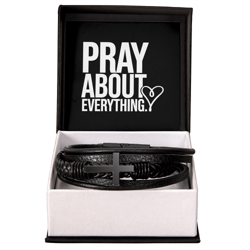 “Pray About Everything” Men's Cross Bracelet – Strength in Faith, Power in Prayer