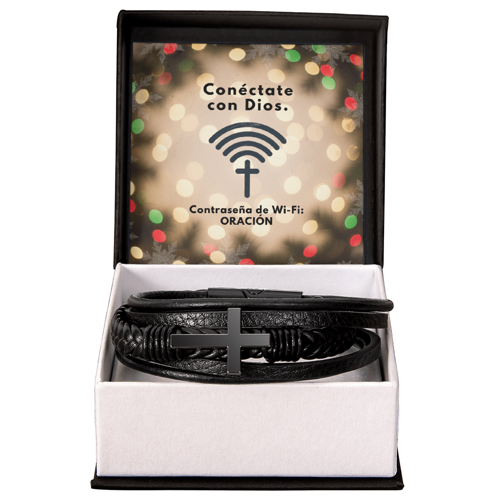Connect to God – “Conéctate con Dios. Contraseña de Wi-Fi: ORACIÓN.” Faith Bracelet Gift for Him