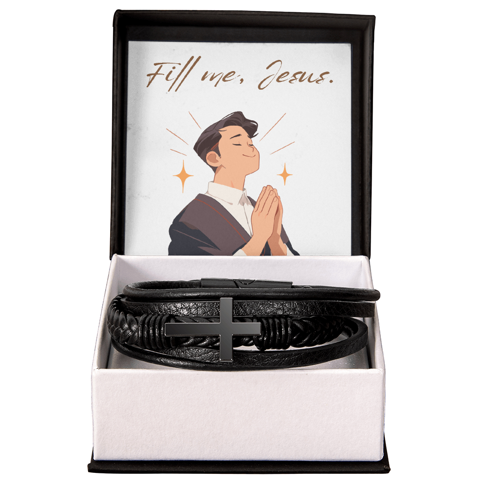 Men's Cross Bracelet – “Fill Me, Jesus” | Christian Men's Jewelry, Faith & Spiritual Strength Bracelet