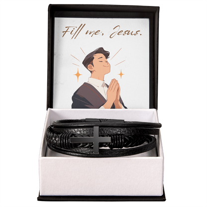 Men's Cross Bracelet – “Fill Me, Jesus” | Christian Men's Jewelry, Faith & Spiritual Strength Bracelet