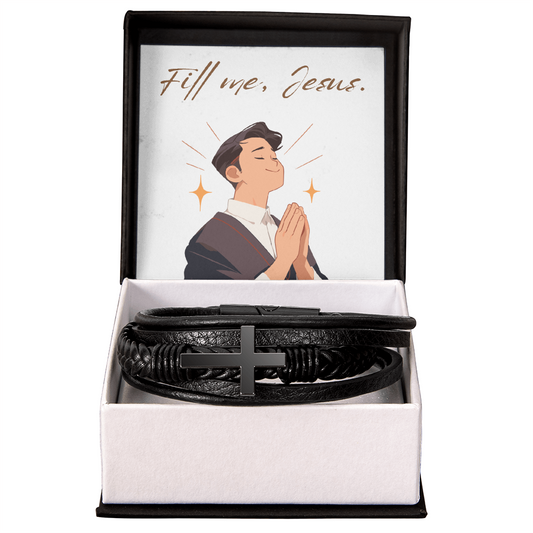 Men's Cross Bracelet – “Fill Me, Jesus” | Christian Men's Jewelry, Faith & Spiritual Strength Bracelet