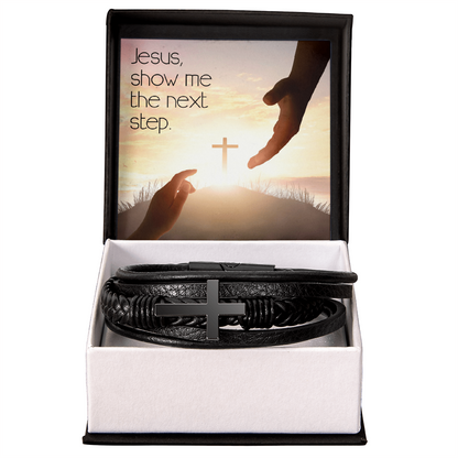 Men's Cross Bracelet – “Jesus, Show Me the Next Step” | Christian Men's Jewelry, Faith & Guidance Bracelet