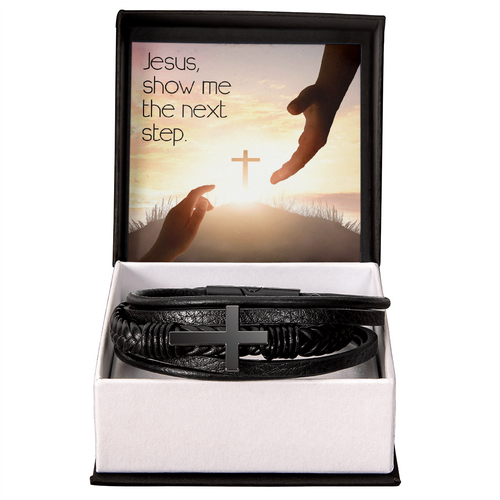 Men's Cross Bracelet – “Jesus, Show Me the Next Step” | Christian Men's Jewelry, Faith & Guidance Bracelet