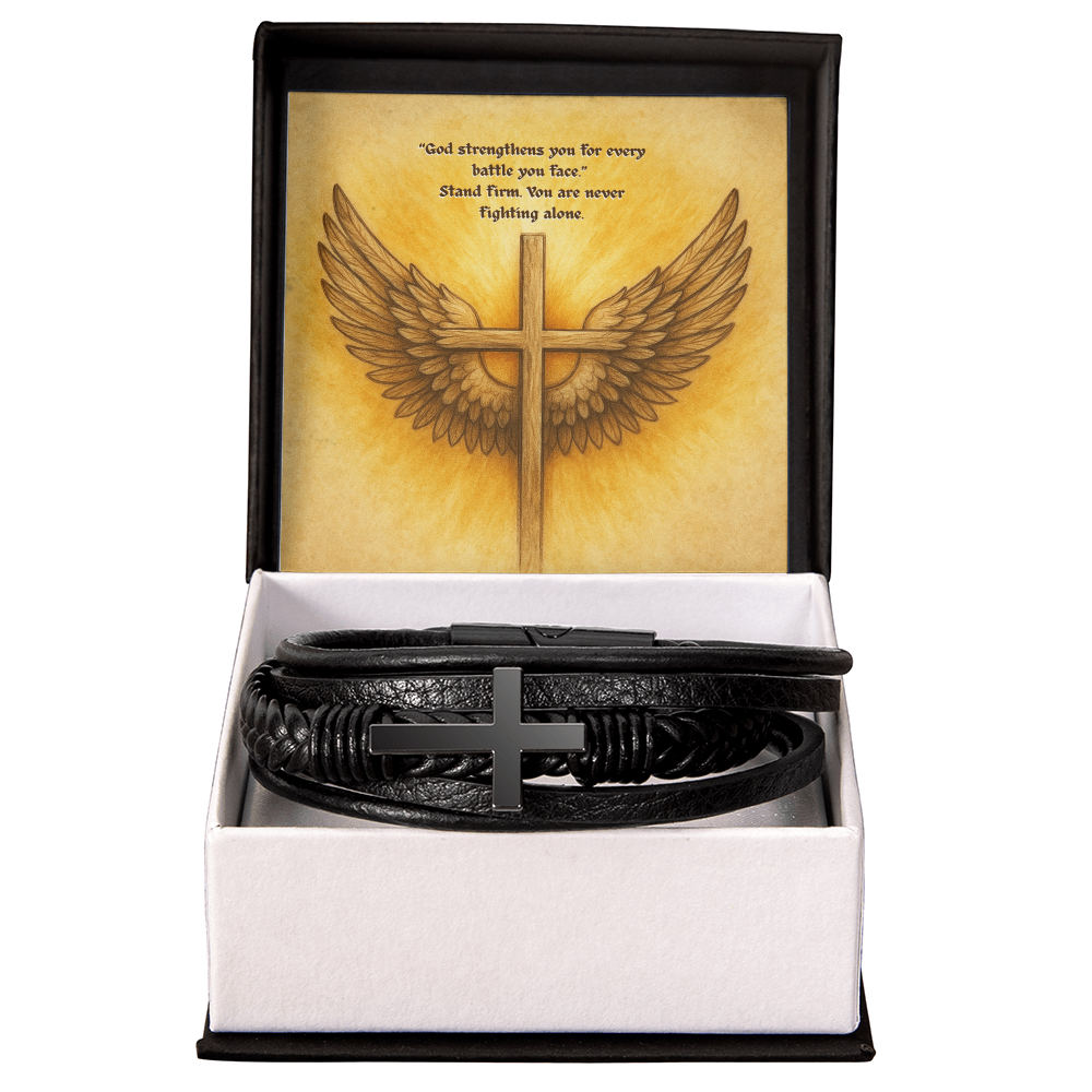 Stand Firm: Men’s Cross Bracelet – God Strengthens You for Every Battle