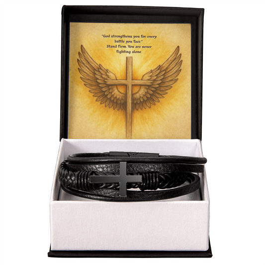 Stand Firm: Men’s Cross Bracelet – God Strengthens You for Every Battle