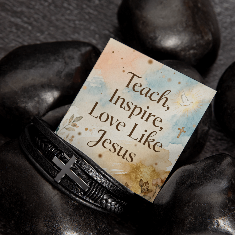 Men’s Christian jewelry with braided leather