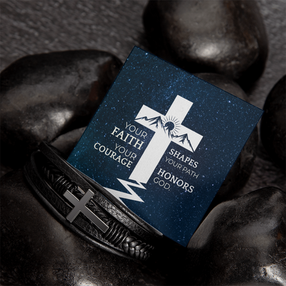 Men's Faith Bracelet | “Your Faith Shapes Your Path” | Christian Cross Leather Bracelet for Him | Inspirational Gift
