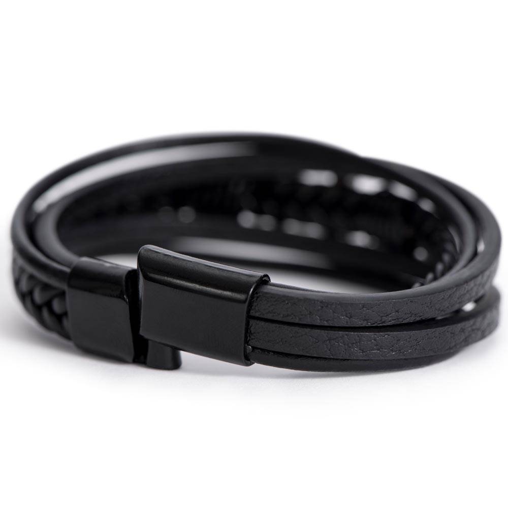 Strong, Resilient & Loved by God Men's Cross Bracelet | Christian Leather Bracelet for Him | Inspirational Men's Jewelry