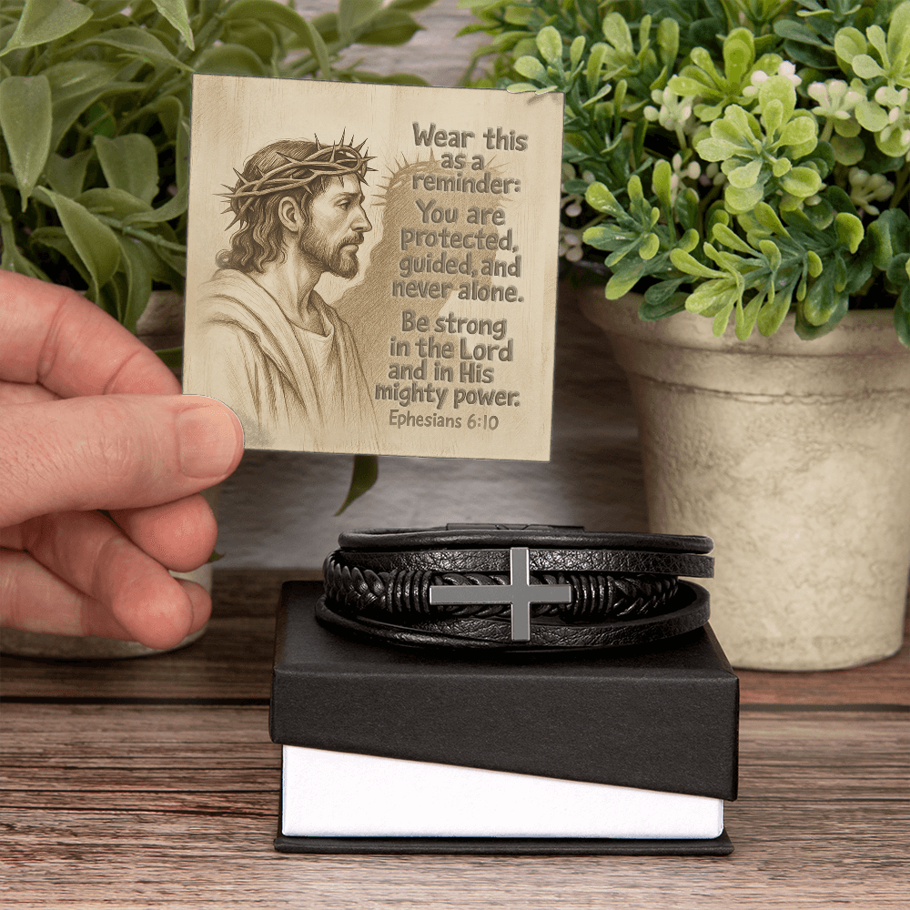 Faith & Strength Cross Bracelet – “You Are Never Alone” (Ephesians 6:10)