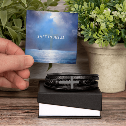 Safe in Jesus: Men's Cross Bracelet – A Gift of Reassurance & Faith