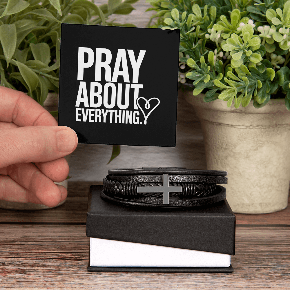 “Pray About Everything” Men's Cross Bracelet – Strength in Faith, Power in Prayer