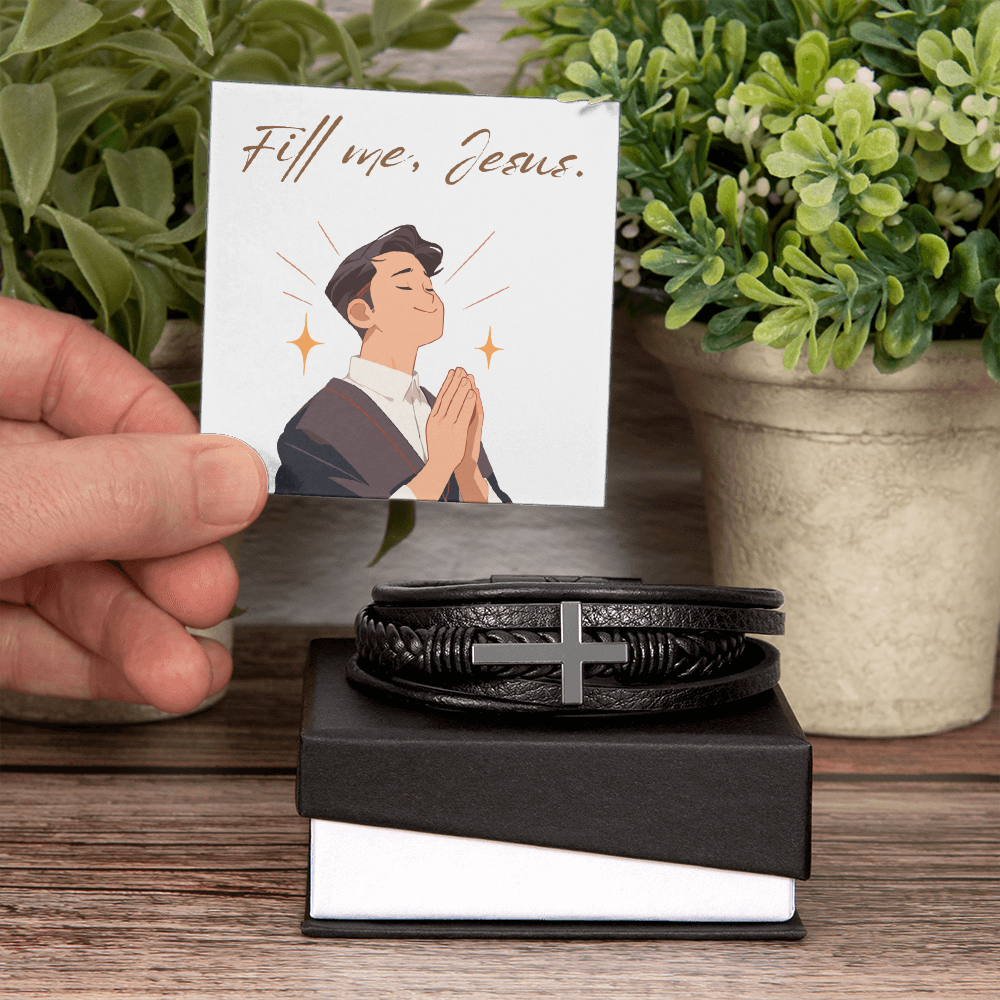 Men's Cross Bracelet – “Fill Me, Jesus” | Christian Men's Jewelry, Faith & Spiritual Strength Bracelet