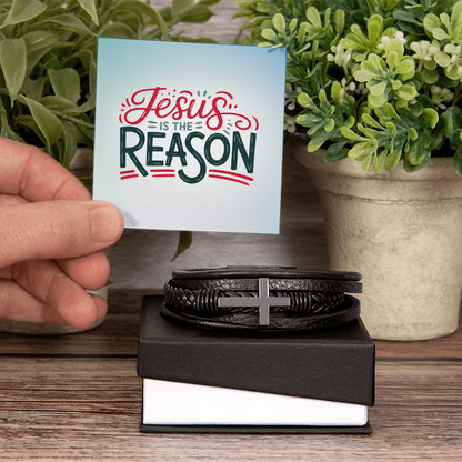 Jesus Is the Reason Cross Bracelet – Faith-Inspired Christmas Gift
