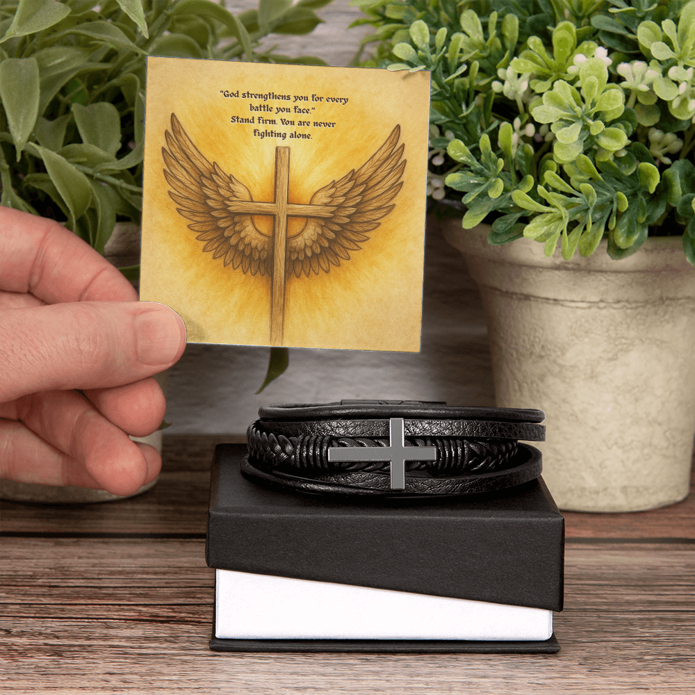 Stand Firm: Men’s Cross Bracelet – God Strengthens You for Every Battle