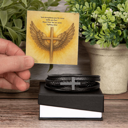 Stand Firm: Men’s Cross Bracelet – God Strengthens You for Every Battle
