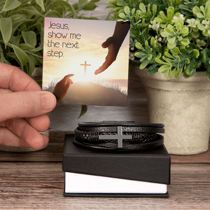 Men's Cross Bracelet – “Jesus, Show Me the Next Step” | Christian Men's Jewelry, Faith & Guidance Bracelet