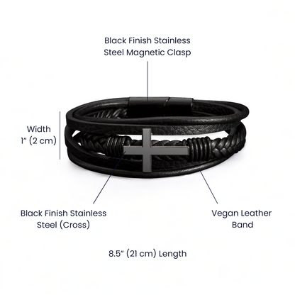 Men's Faith Bracelet | “Your Faith Shapes Your Path” | Christian Cross Leather Bracelet for Him | Inspirational Gift