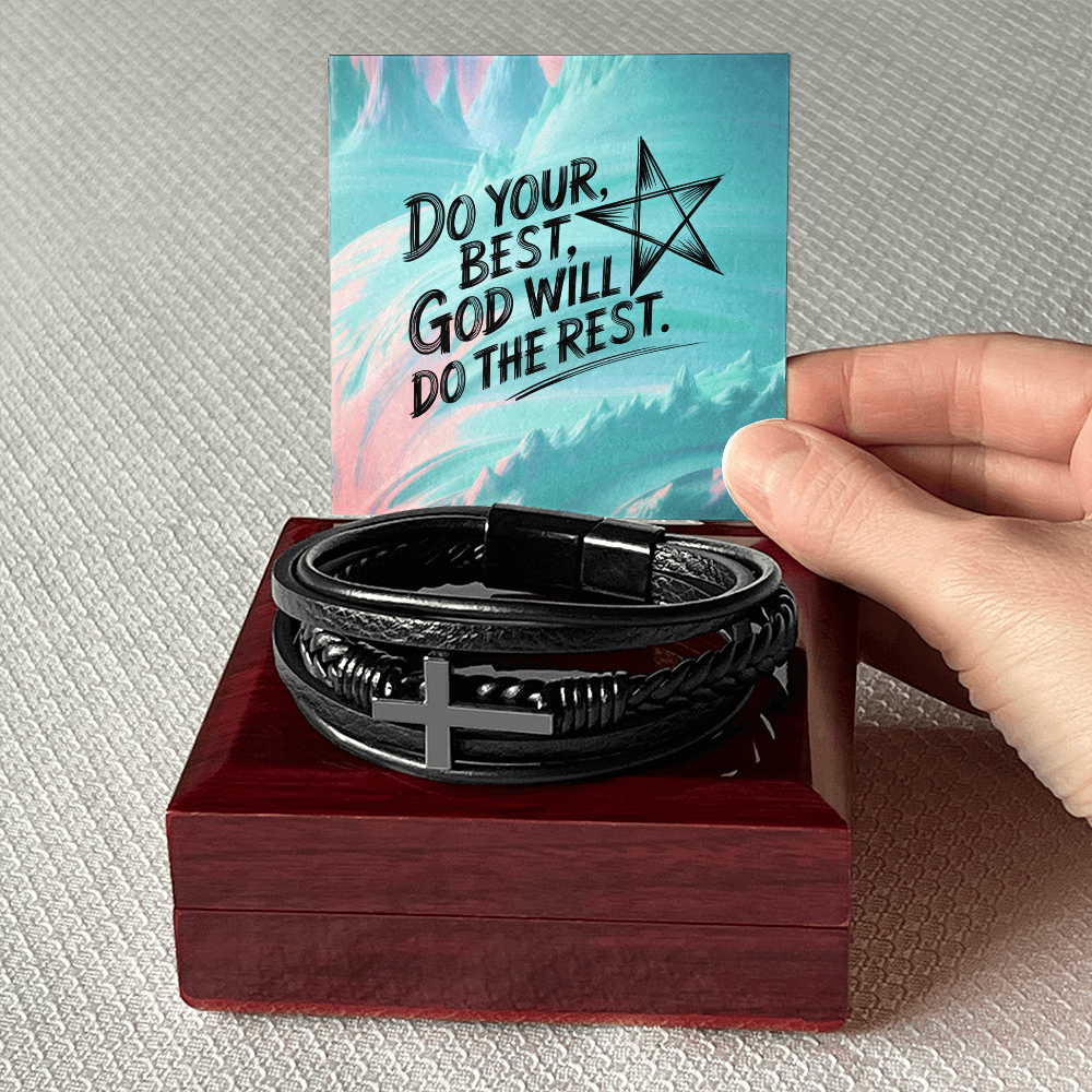 Men’s cross bracelet representing faith and divine guidance