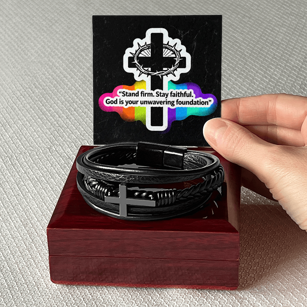 Men's Cross Leather Bracelet | Christian Gift for Him | Faith Reminder Jewelry | Religious Wristband for Men