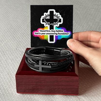 Men's Cross Leather Bracelet | Christian Gift for Him | Faith Reminder Jewelry | Religious Wristband for Men