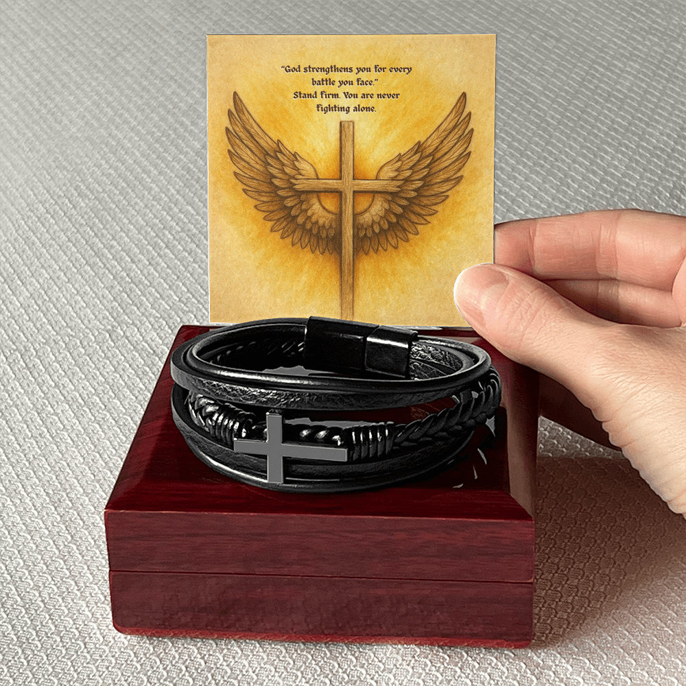 Stand Firm: Men’s Cross Bracelet – God Strengthens You for Every Battle