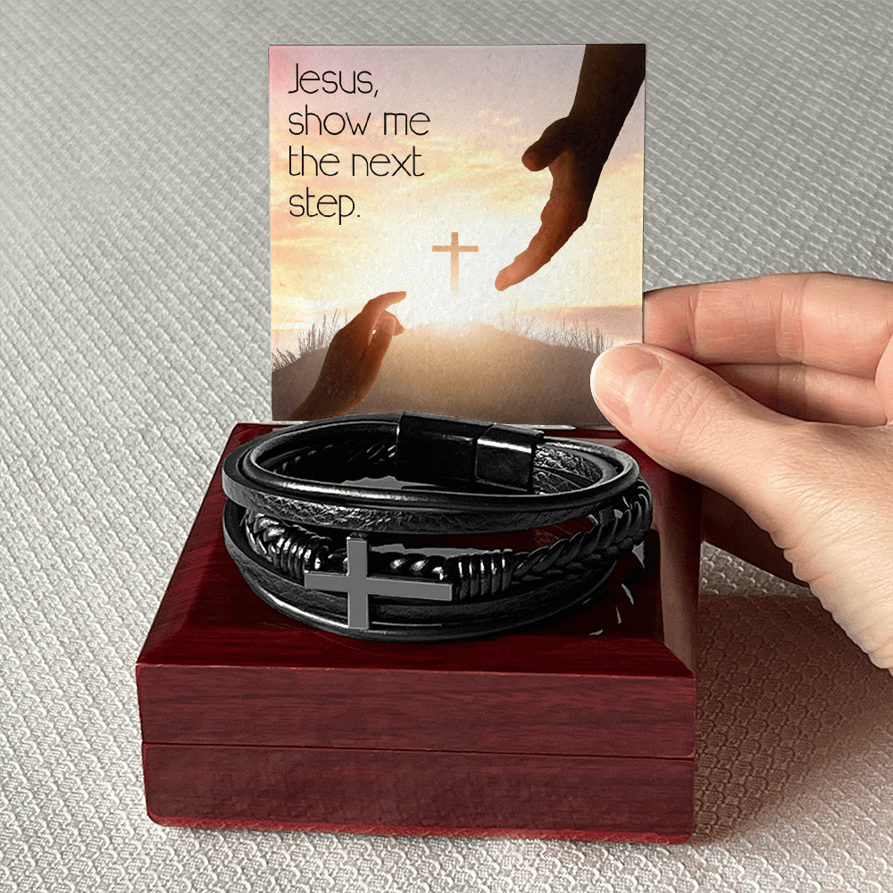 Men's Cross Bracelet – “Jesus, Show Me the Next Step” | Christian Men's Jewelry, Faith & Guidance Bracelet