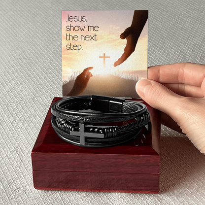 Men's Cross Bracelet – “Jesus, Show Me the Next Step” | Christian Men's Jewelry, Faith & Guidance Bracelet