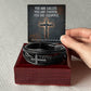Men's Cross Leather Bracelet – “You Are Called, Chosen, Equipped” Message Card | Christian Gift for Men | Faith & Strength Jewelry