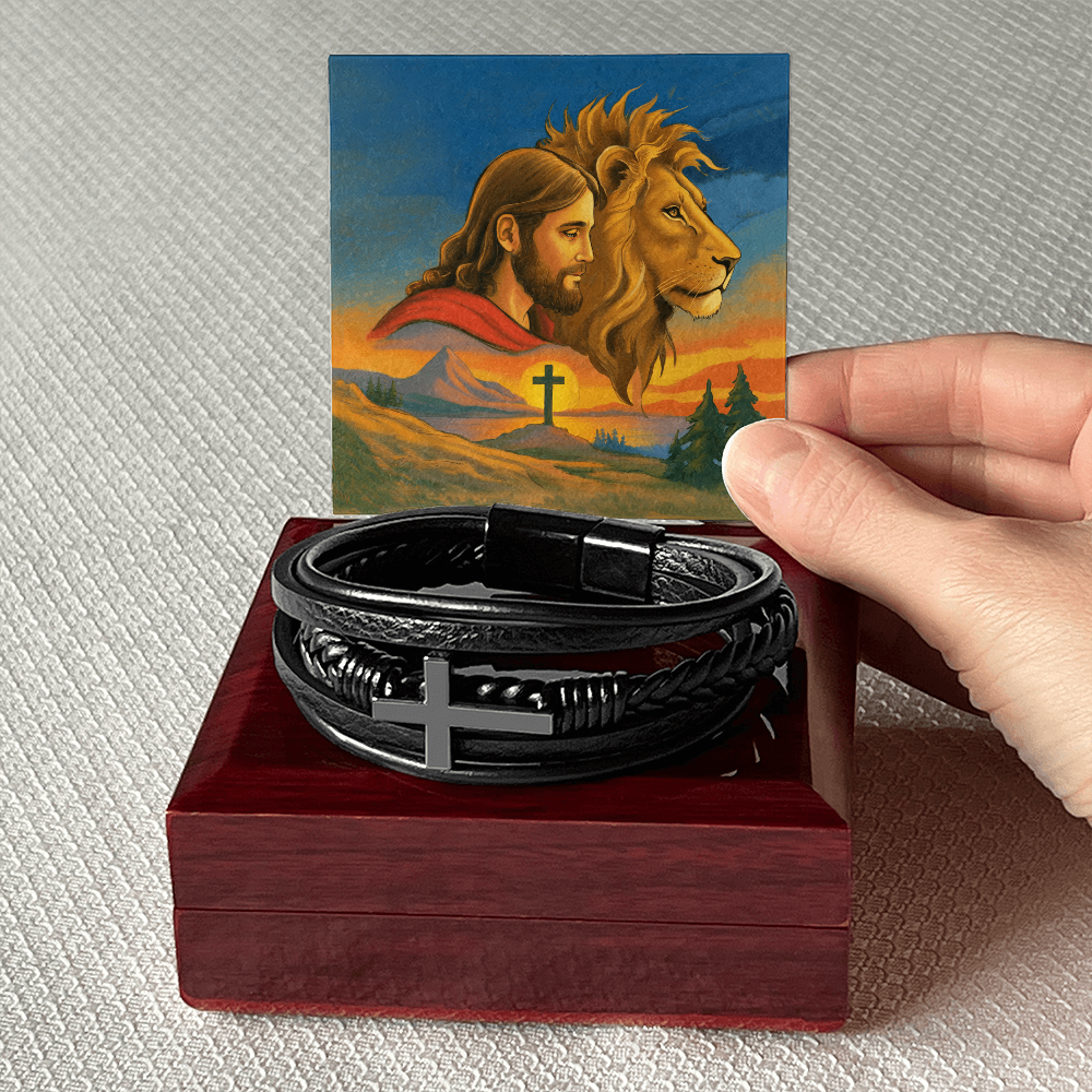 Faith & Strength Cross Bracelet for Men – “God Is Your Shield in Every Season”
