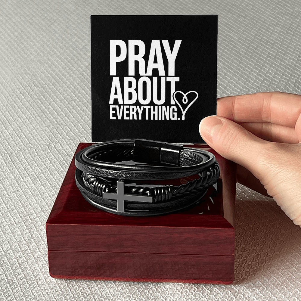 “Pray About Everything” Men's Cross Bracelet – Strength in Faith, Power in Prayer