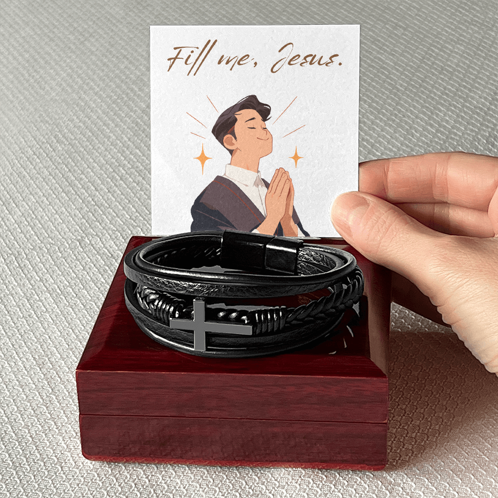 Men's Cross Bracelet – “Fill Me, Jesus” | Christian Men's Jewelry, Faith & Spiritual Strength Bracelet