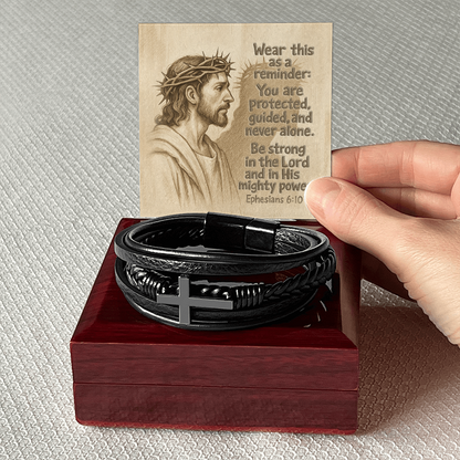 Faith & Strength Cross Bracelet – “You Are Never Alone” (Ephesians 6:10)