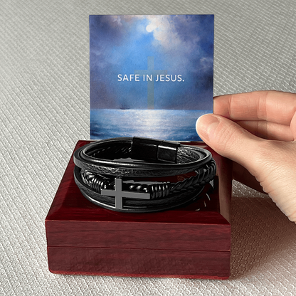 Safe in Jesus: Men's Cross Bracelet – A Gift of Reassurance & Faith