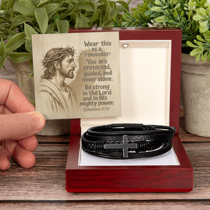 Faith & Strength Cross Bracelet – “You Are Never Alone” (Ephesians 6:10)