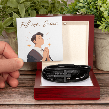 Men's Cross Bracelet – “Fill Me, Jesus” | Christian Men's Jewelry, Faith & Spiritual Strength Bracelet