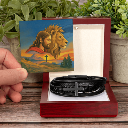 Faith & Strength Cross Bracelet for Men – “God Is Your Shield in Every Season”